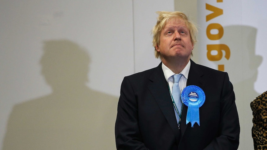 Boris Johnson is pictured staring up at the ceiling.