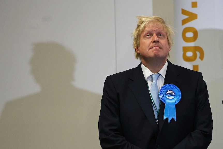Boris Johnson is pictured staring up at the ceiling.