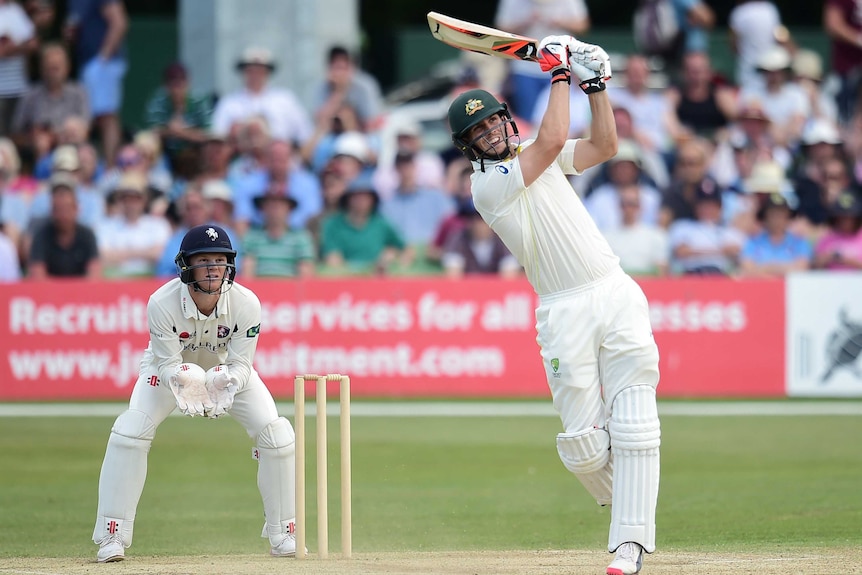 Mitchell Marsh swings away against Kent in the Ashes tour match