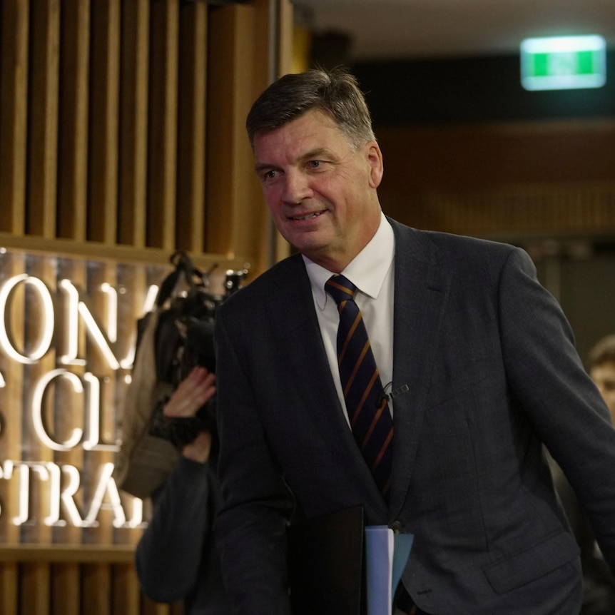 Angus Taylor in the entrance foyer at the National Press Club.