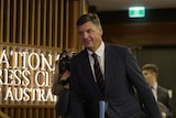 Angus Taylor in the entrance foyer at the National Press Club.