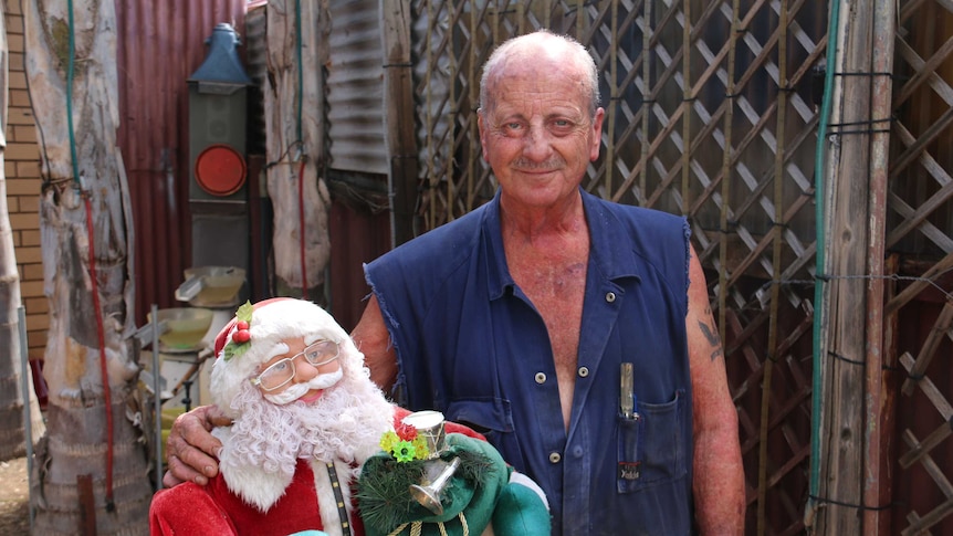 Len Doof with part of his Christmas display at his Adelaide home