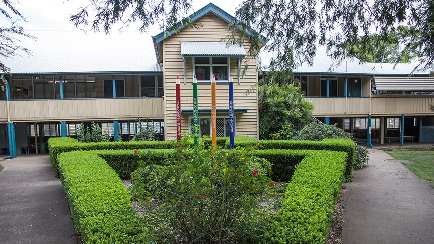 A garden bed at the front of a Queensland school