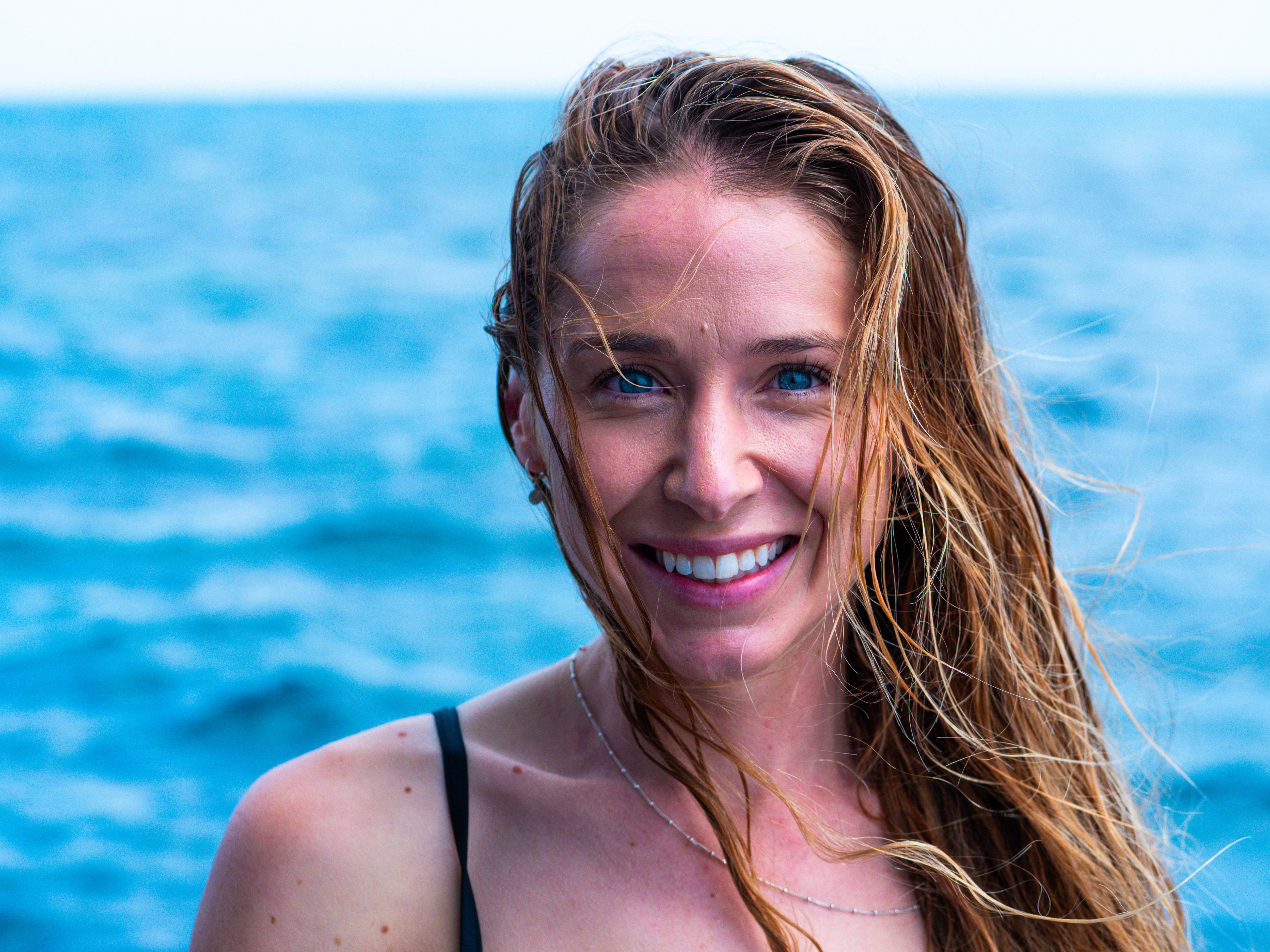 woman on a dive boat