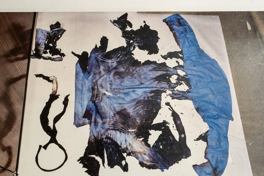 Charred clothing following the NCA bombing.