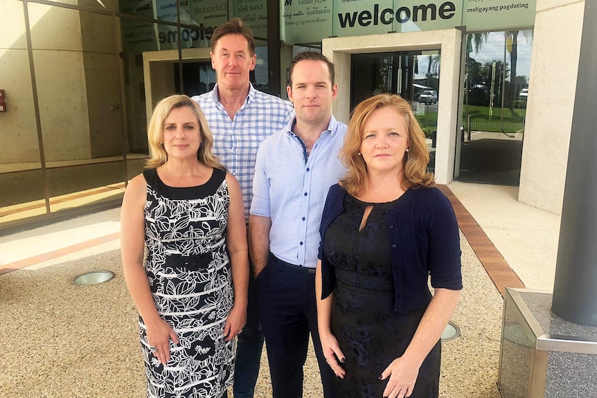 Logan City councillors Lisa Bradley, Darren Power, Jon Raven and Laurie Koranski stand together.