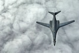 US Air Force B-1B Lancer bomber in the air