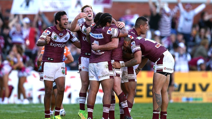 Manly celebrates Symonds's game-winner