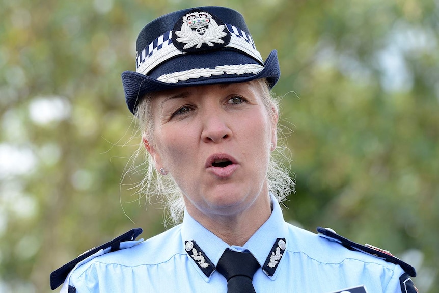 Commissioner Katarina Carroll speaks to media in Brisbane