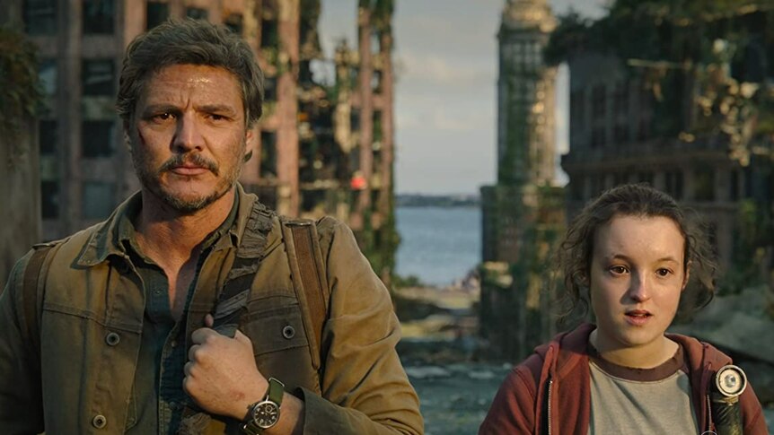 Pedro Pascal and Bella Ramsay in The Last of Us show