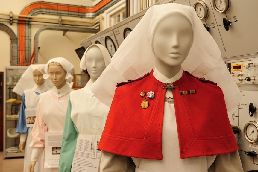 Historic nursing uniforms at the Fremantle Hospital Museum.