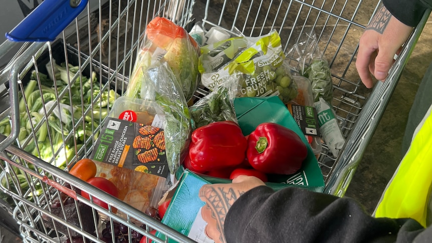 A trolley of fresh produce.