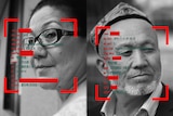 Two Uyghur-Australians with their data overlayed on image.