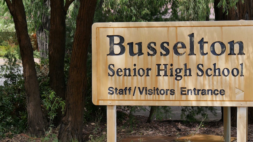 A large outside Busselton Senior High School, with trees in the background.