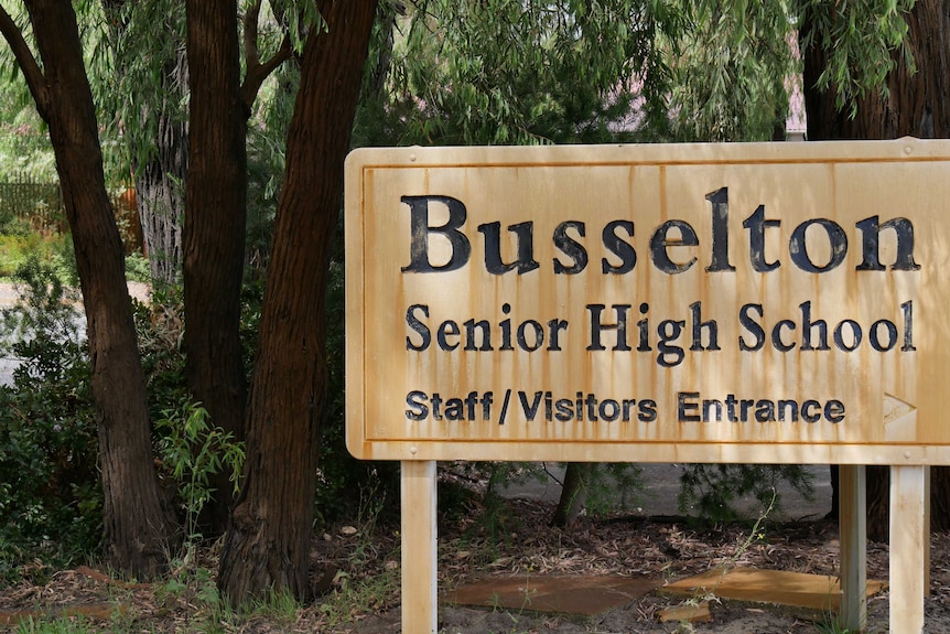 A large outside Busselton Senior High School, with trees in the background.