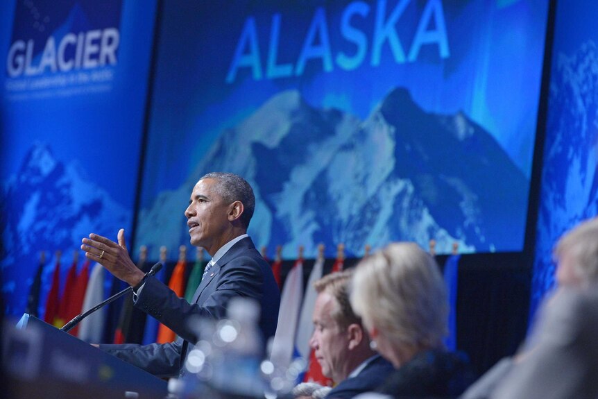 US President Barack Obama speaks at the Global Leadership in the Arctic