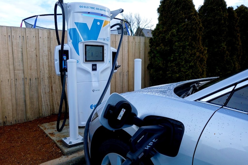 An electric car charging
