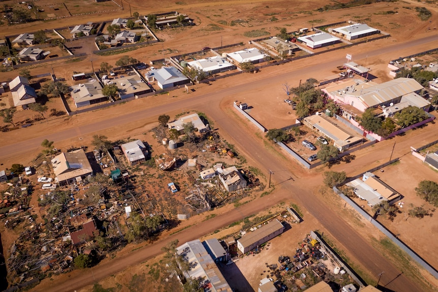 A birdseye view of Oodnadatta in South Australia