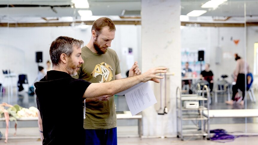 Theatre director Geordie Brookman and actor Nathan O'Keefe.