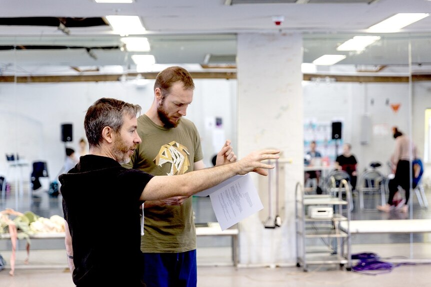 Theatre director Geordie Brookman and actor Nathan O'Keefe.