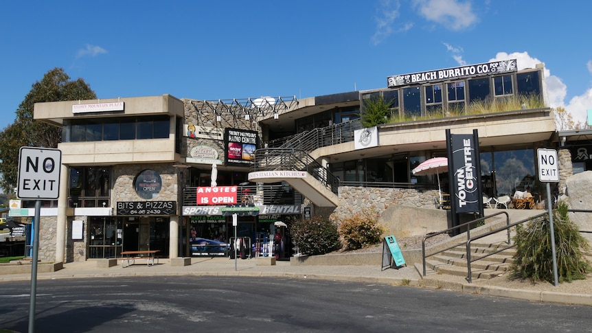 A row of empty shops in a country town.