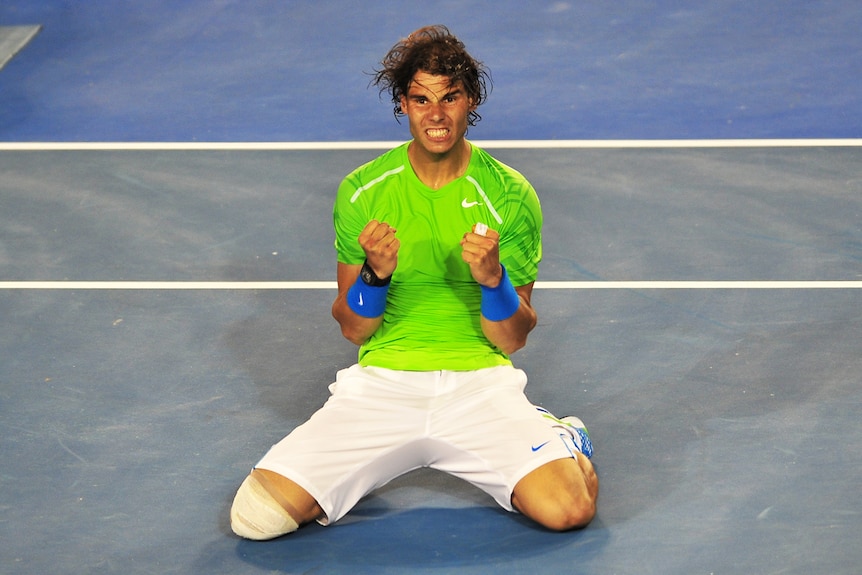 Rafa Nadal celebrates win