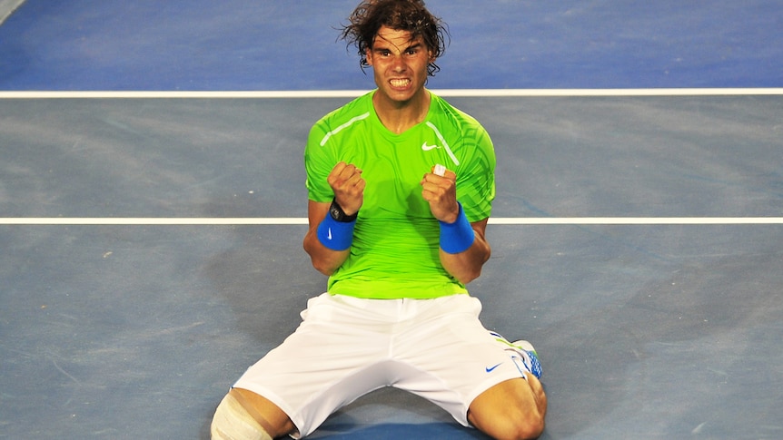 Rafa Nadal celebrates win