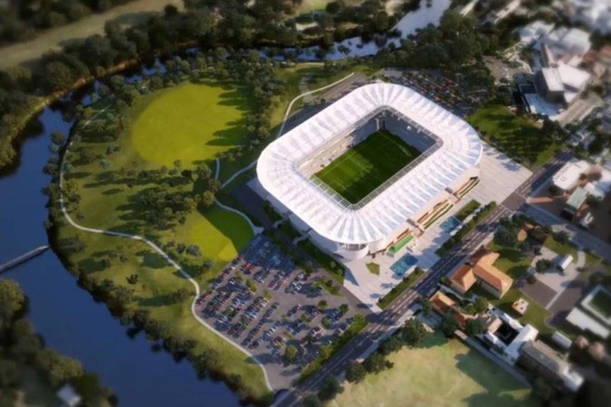 An artist's impression of the new rectangular stadium in western Sydney.