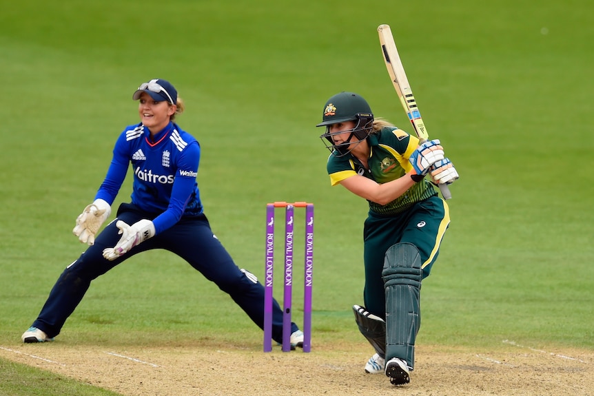 Ellyse Perry drives during the third Women's Ashes ODI