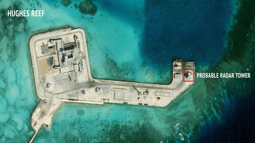 Aerial image appears to show radar at Hughes Reef