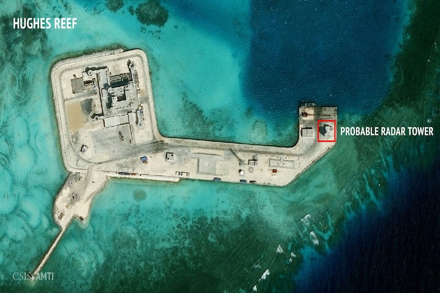 Aerial image appears to show radar at Hughes Reef