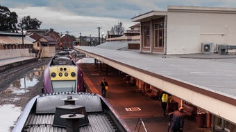 Aerial view of Bendigo train station.