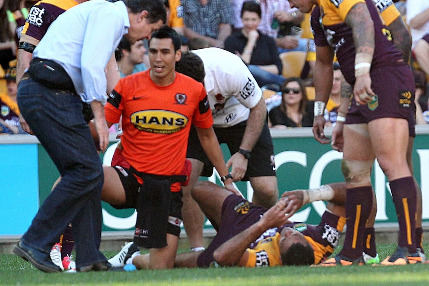 Justin Hodges is injured for the Broncos