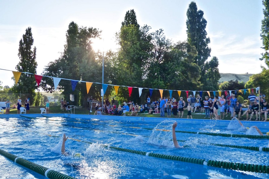 A swimming race among local kids in Jugiong, NSW.