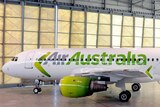 An Air Australia jet sits in the hangar at the launch of Air Australia in Brisbane.