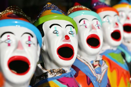 The laughing clowns at the Royal Melbourne Show. (Ryan Pierse - Getty Images)