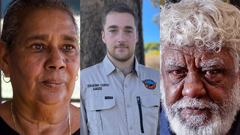 Composite image of a middle-aged Indigenous woman, a young indigenous man and an older indigenous man