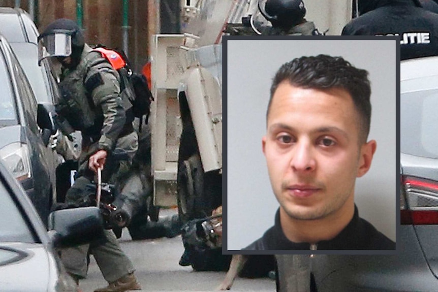 A composite image of Salah Abdeslam,  a Frenchman based in Belgium who was the sole terrorist survivor of the Paris attacks.