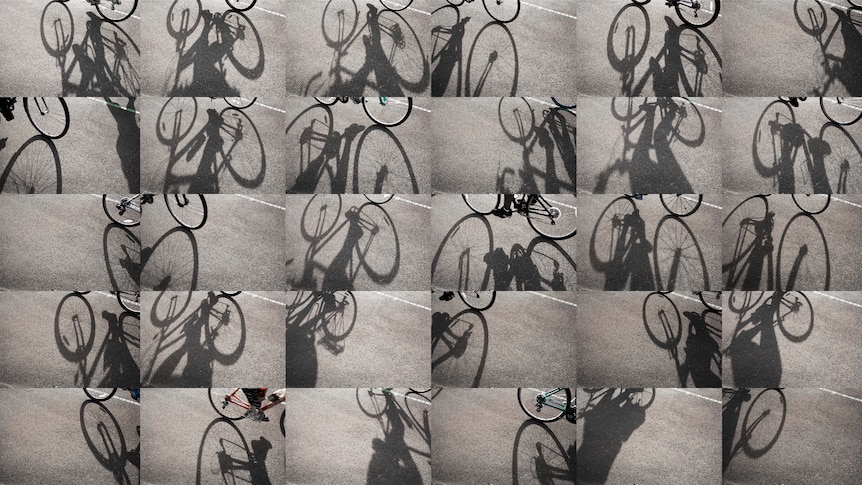 Different angles of bike wheels in a visual montage