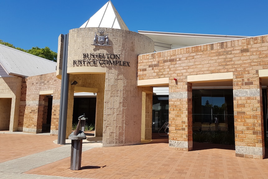 The exterior of a bricked building labelled Busselton Justice Complex