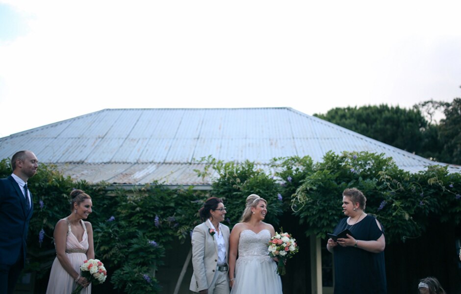 Amanda and Selina at their civil union wedding ceremony