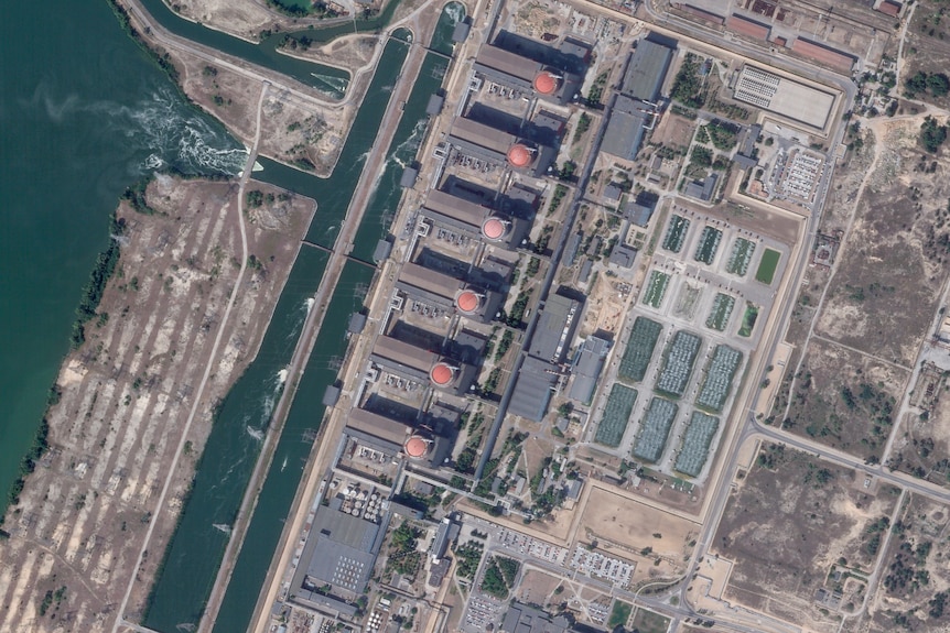 A satellite photo of the Zaporizhzhia nuclear power plant