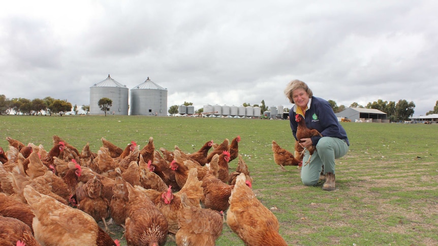 Sara Wilson with chook