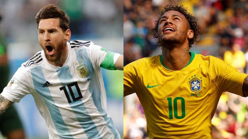 Composite image of Lionel Messi and Neymar.