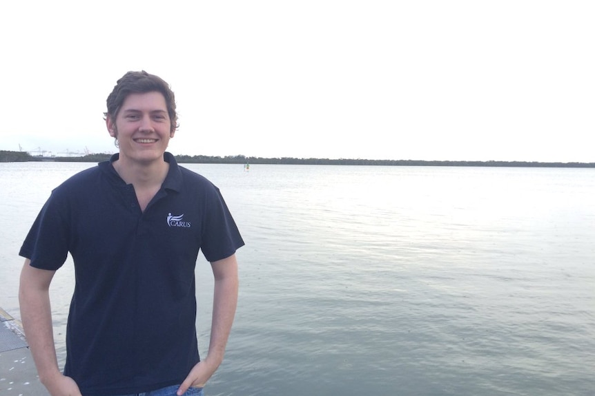 UQ researcher James Lockington studying mud at Moreton Bay.