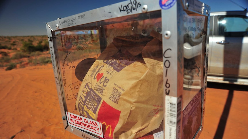 McDonalds emergency food in the Simpson Desert