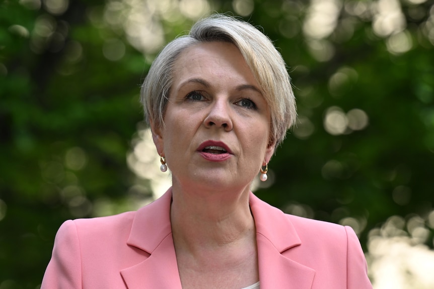 A woman in a pink jacket.