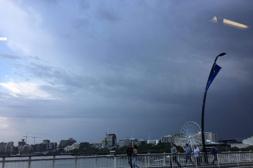 Storm clouds above Brisbane CBD on October 17, 2016
