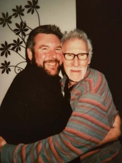 Mark Mahoney and his father Anthony 'Johnny' Mahoney embrace, date unknown