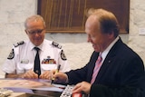 Barry Seeley with former premier Peter Beattie in the Executive Building in Brisbane.